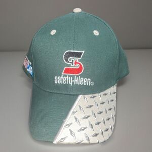 Safety-Kleen NASCAR Sponsor Hat Cap Green Silver Diamond Plate Design